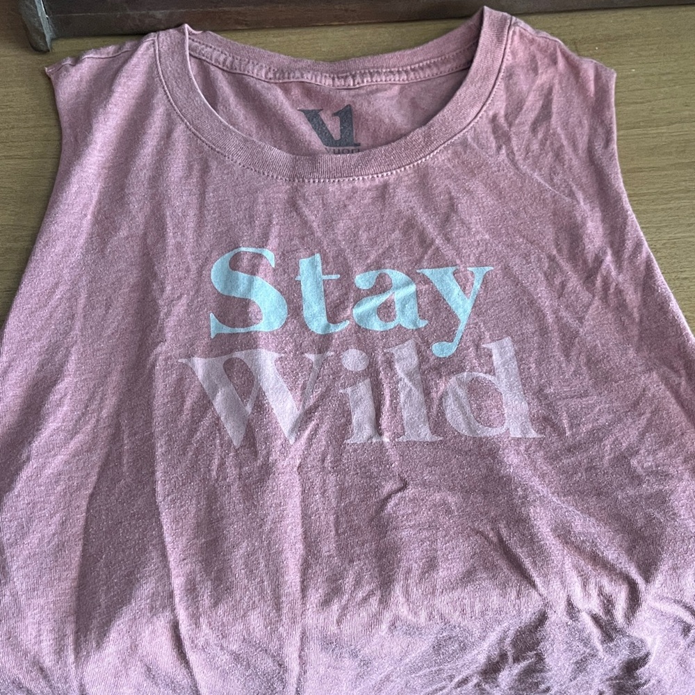 Vuori Pink 'Stay Wild' Muscle Tee